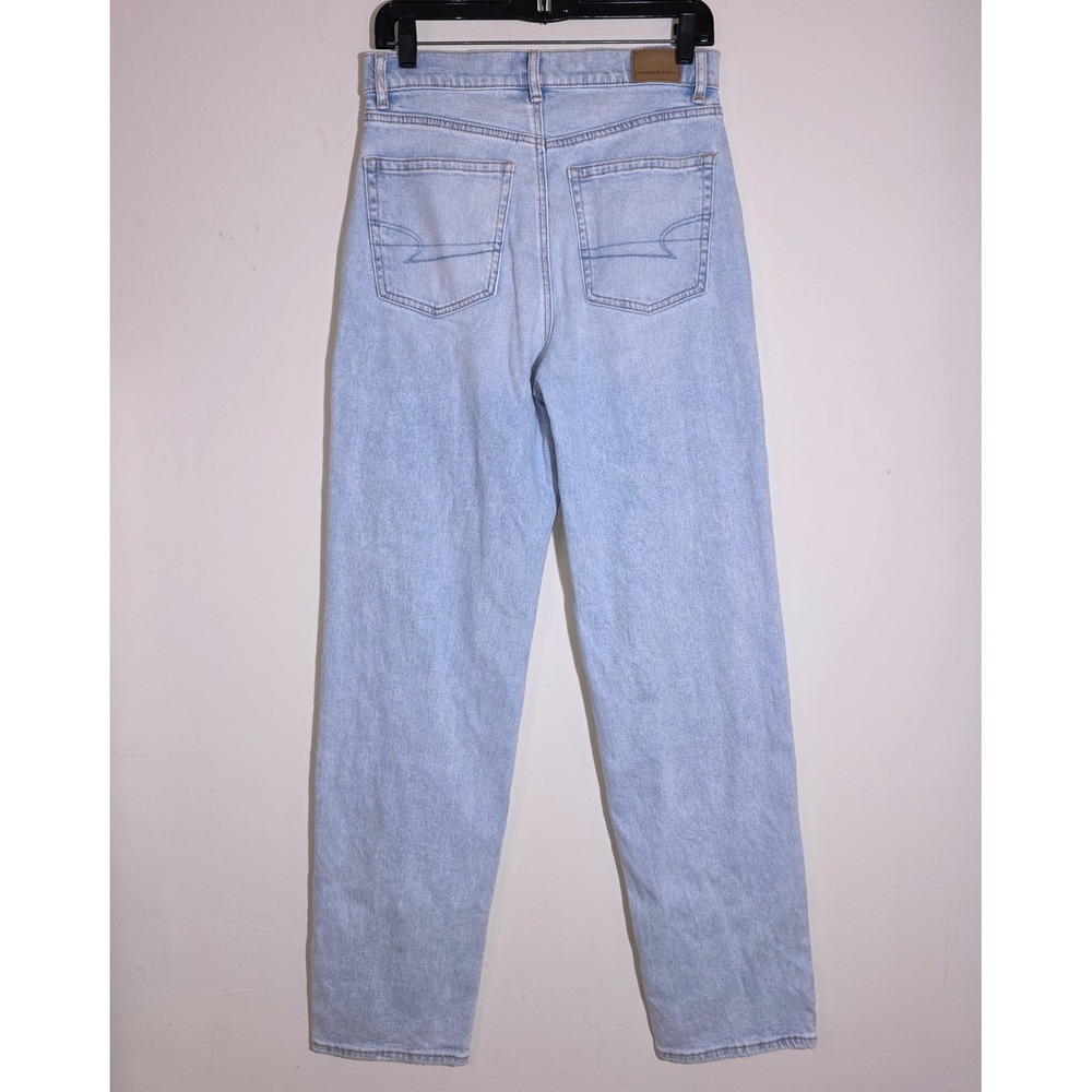 American Eagle Strigid Highest Waist Crossover Baggy Straight Jeans Light Wash 4 - Picture 11 of 16